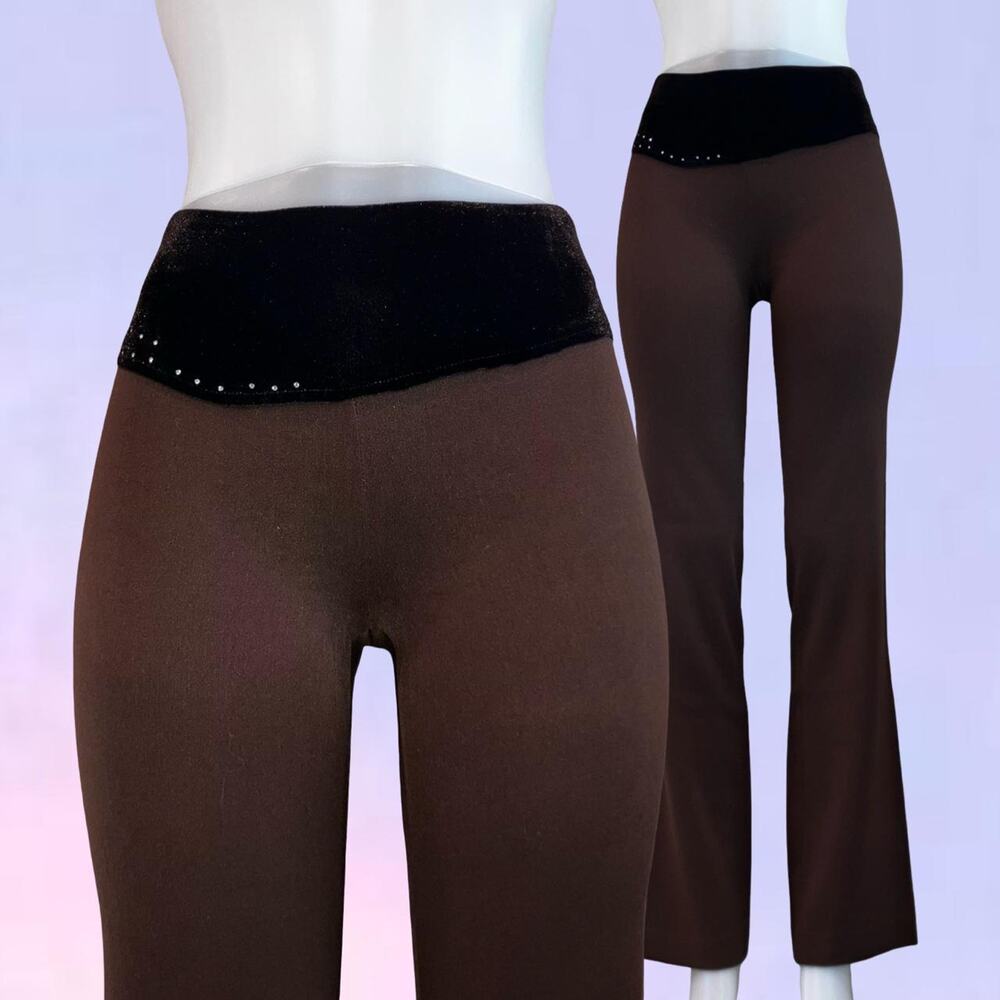 Vintage 90s y2k brown pants flared leg velvet